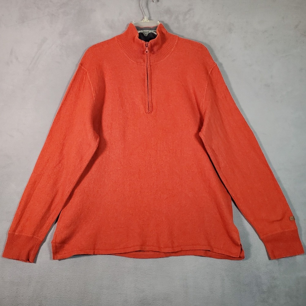 The North Face Sweater Mens L Orange Wool Blend 1/4 Zip Outdoor Hiking‎ Gorpcore